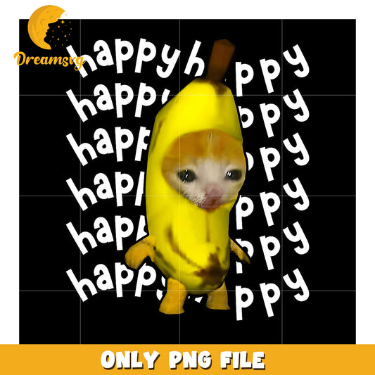 Happy Cat in Banana Costume PNG