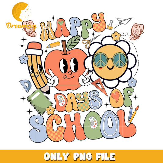 Happy Days of School Colorful PNG Design for Kids