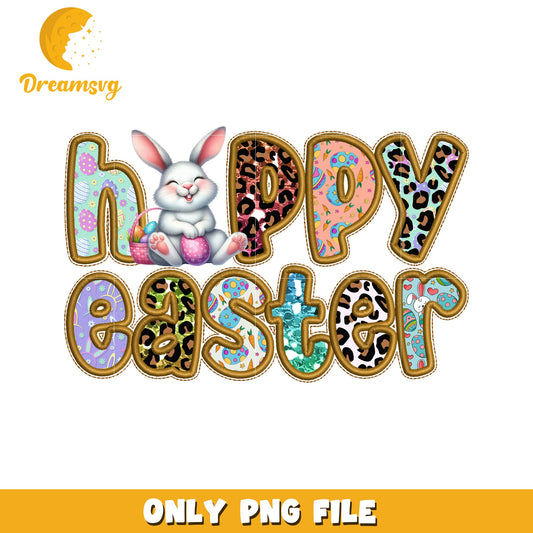 Happy Easter Bunny Colorful PNG File for Spring Designs