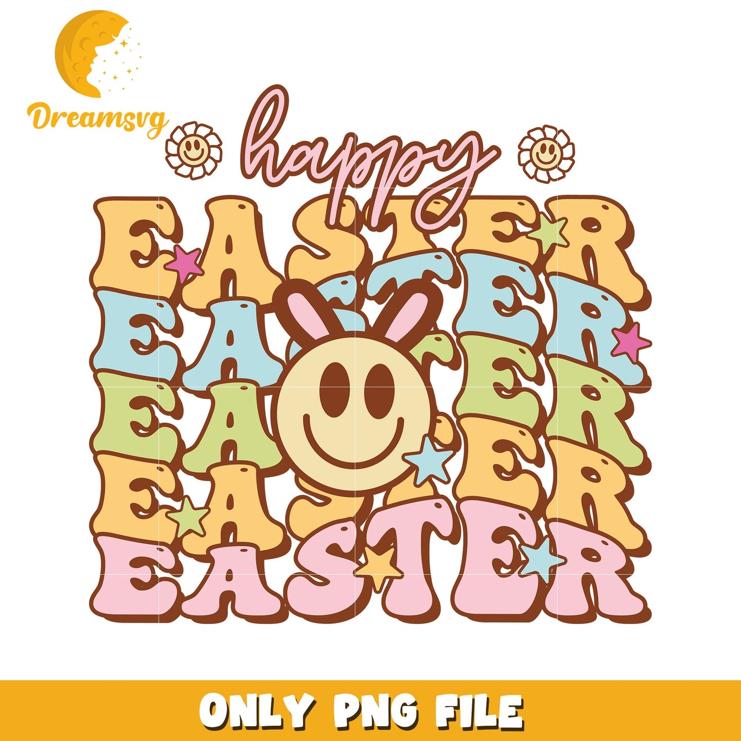 Happy Easter Bunny Graphic Cute Colorful PNG Design
