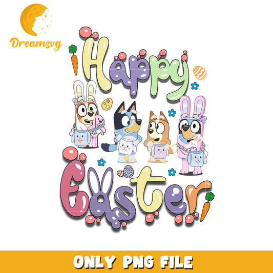 Happy Easter Cartoon Characters Colorful PNG Design Art