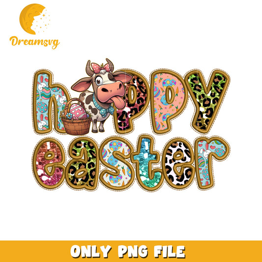 Happy Easter Cow Design Colorful PNG File Download