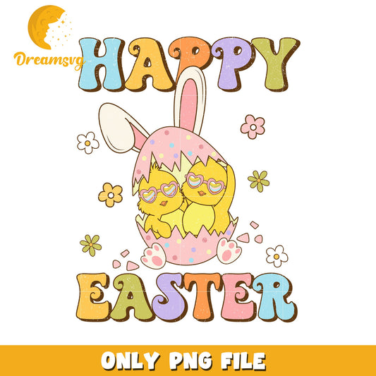 Happy Easter Cute Chicks in Egg PNG Design for Print