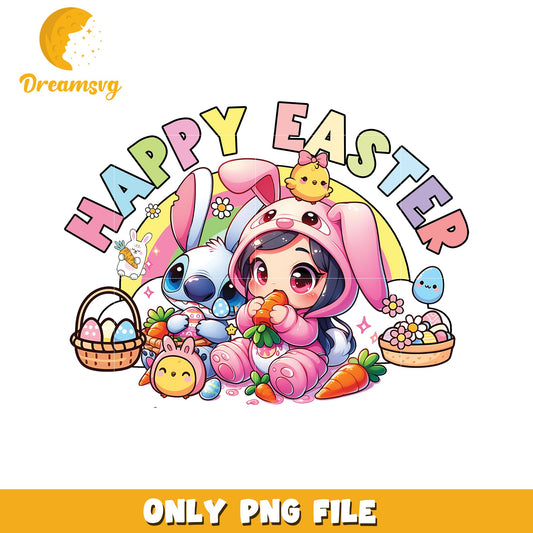 Happy Easter Kawaii PNG Cute Bunny Girl