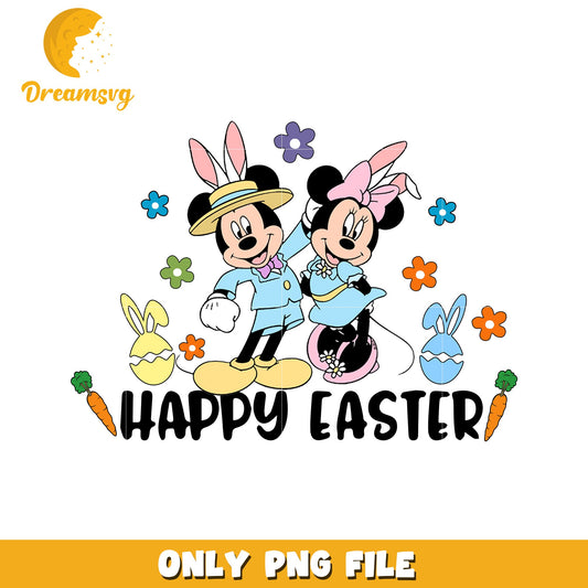 Happy Easter Mickey and Minnie Mouse PNG Design for Kids