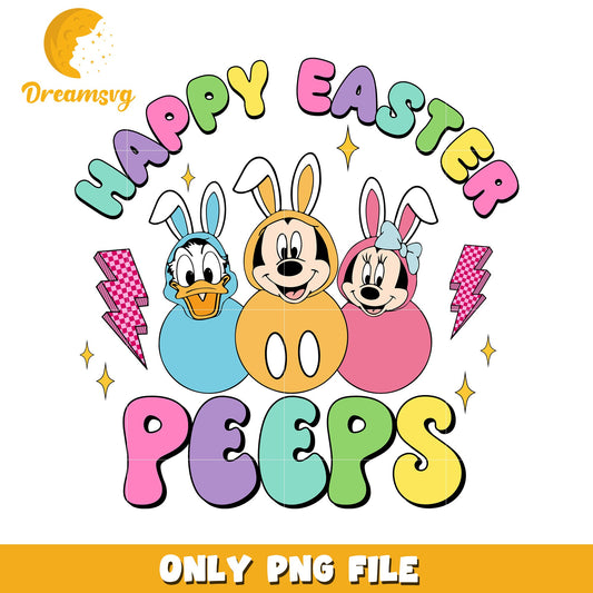 Happy Easter Peeps Colorful Cartoon Characters PNG Image