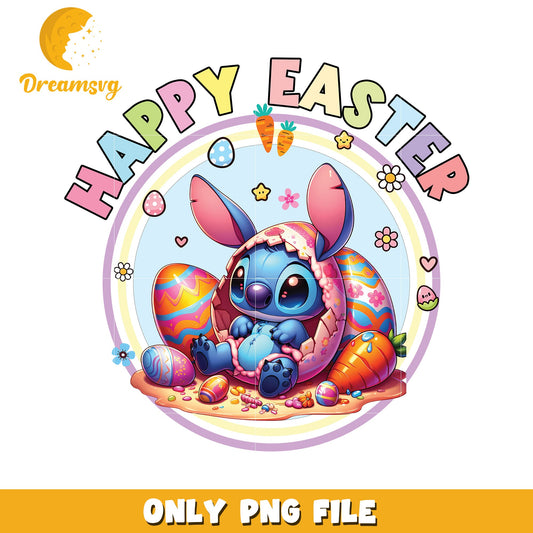 Happy Easter Stitch PNG Cute Easter Bunny Design