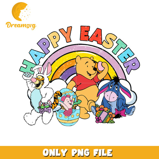 Happy Easter with Winnie the Pooh and Friends PNG Design