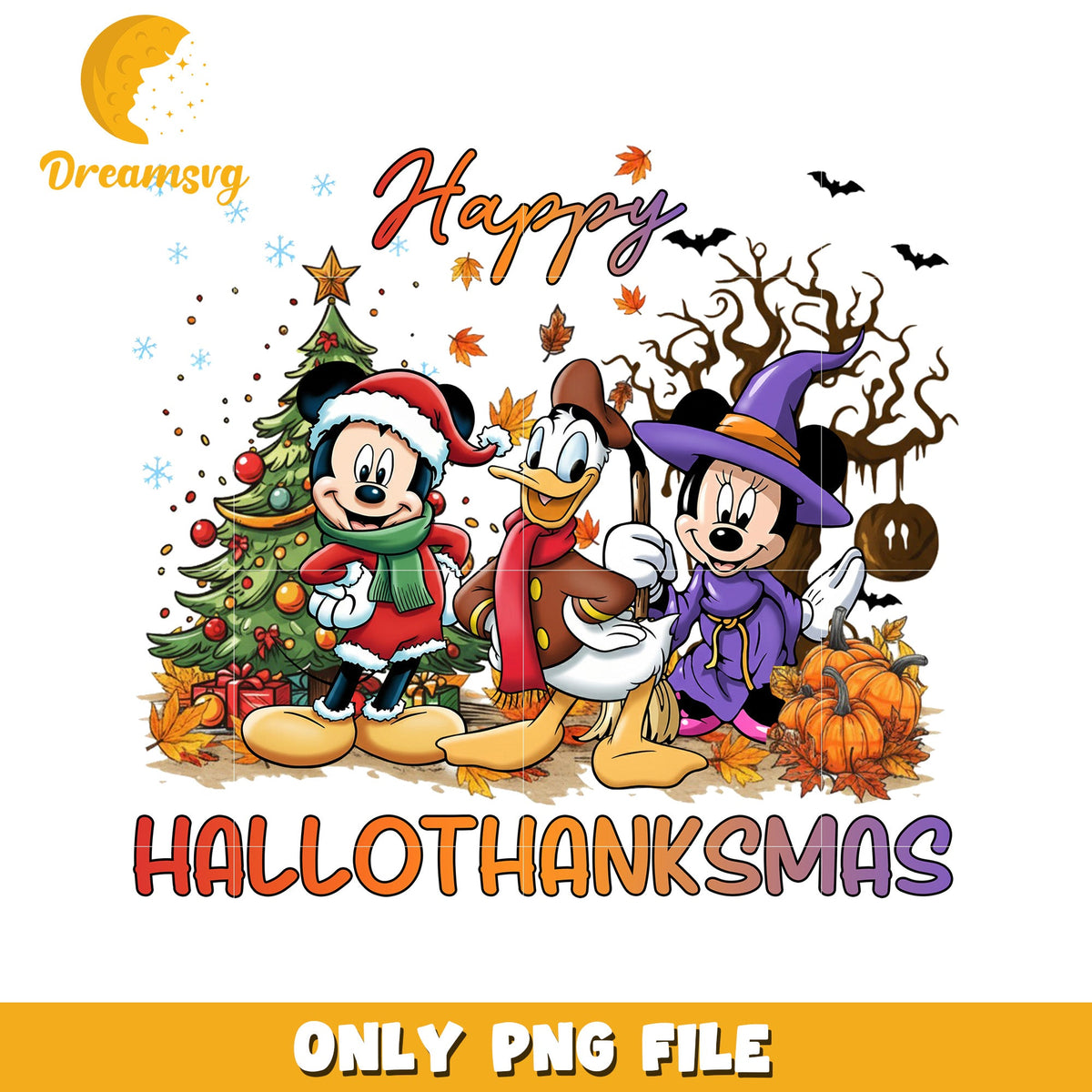 Happy Hallothanksmas png, white christmas png, cartoon png