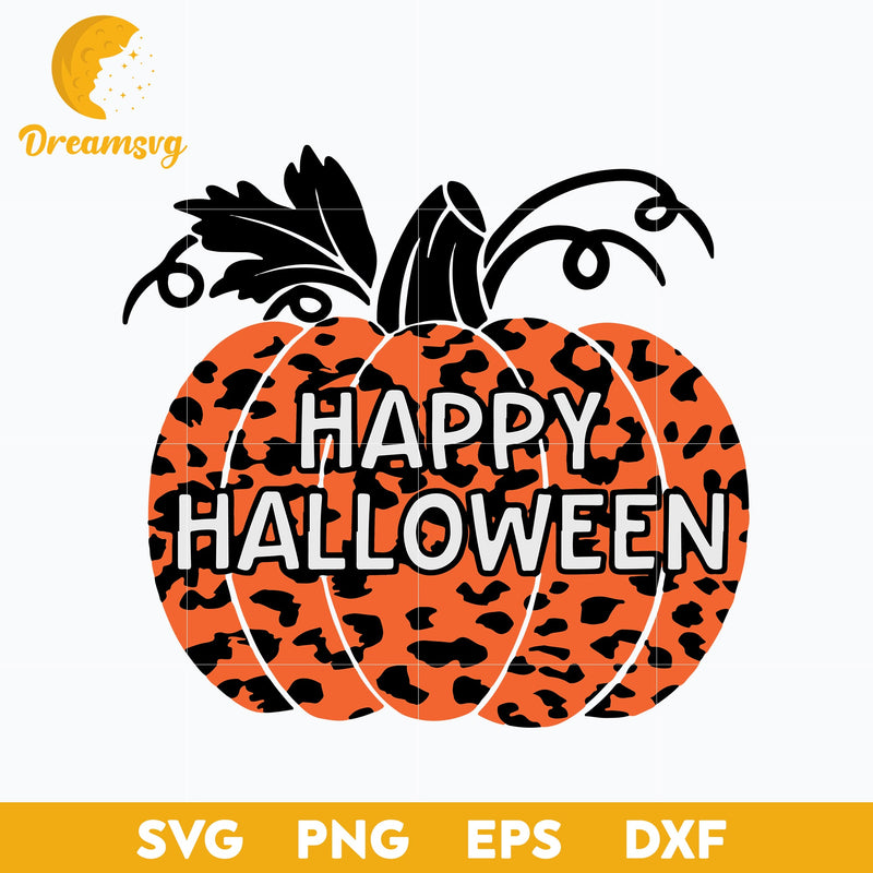 Happy Halloween Leopard Print Pumpkin svg, Halloween svg, png, dxf, eps digital file.