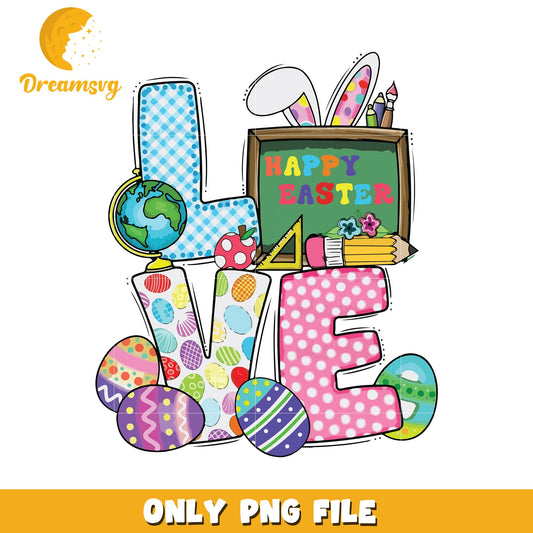 Happy easter love font design png, easter day png, love png