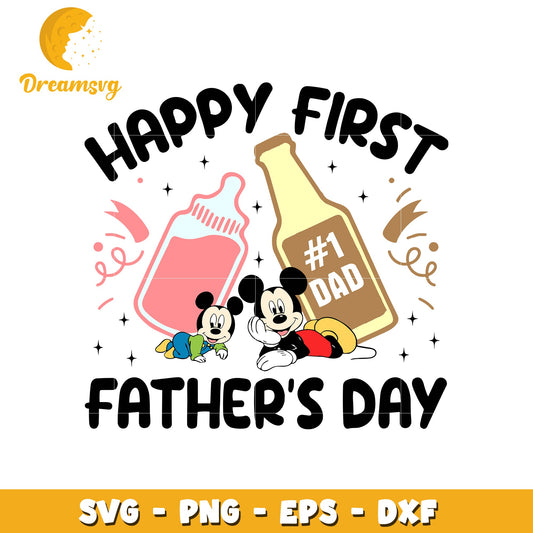 Happy first father's day svg, baby mickey svg, disney svg