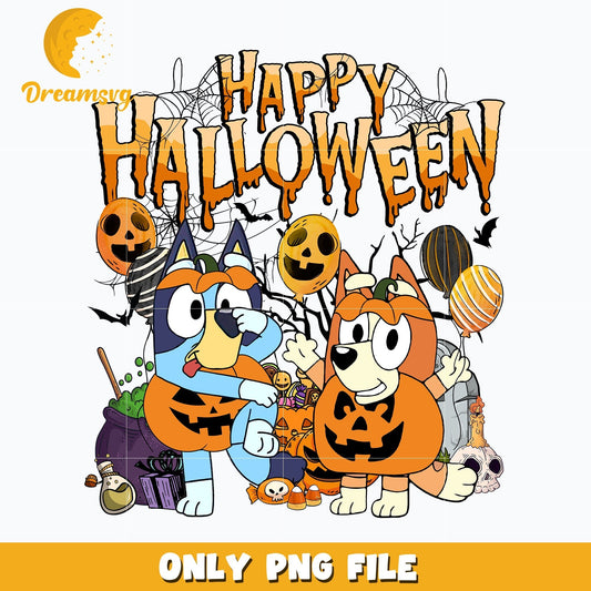 Happy halloween bluey and bingo halloween png, Halloween png, Digital download.