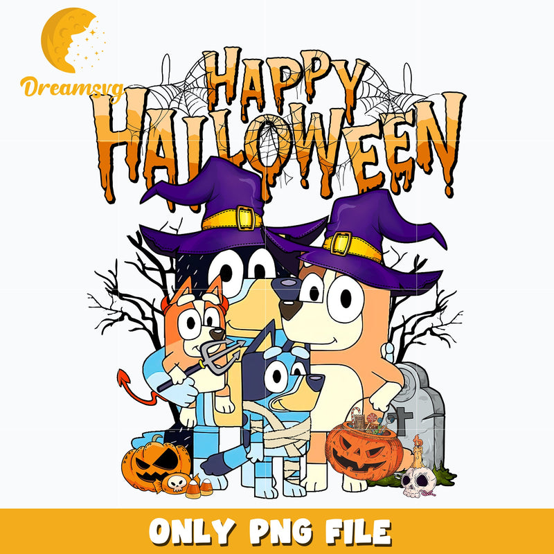 Happy halloween bluey and bingo png, Halloween png, Digital download.