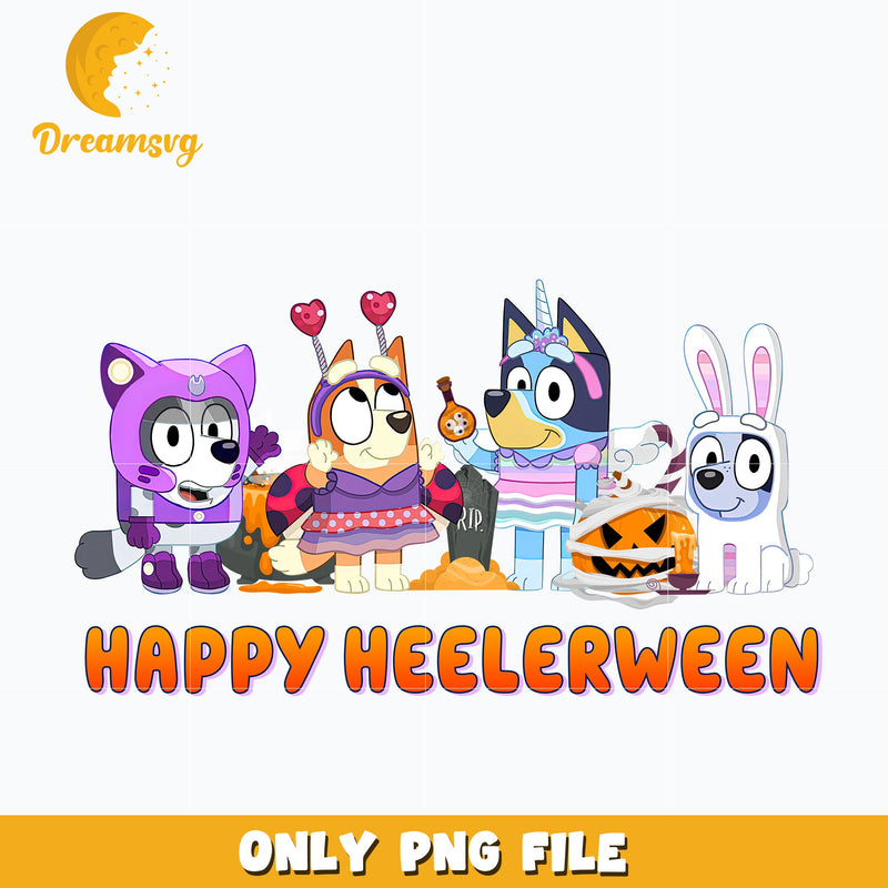 Happy halloween bluey and friends png, Halloween png, Digital download.