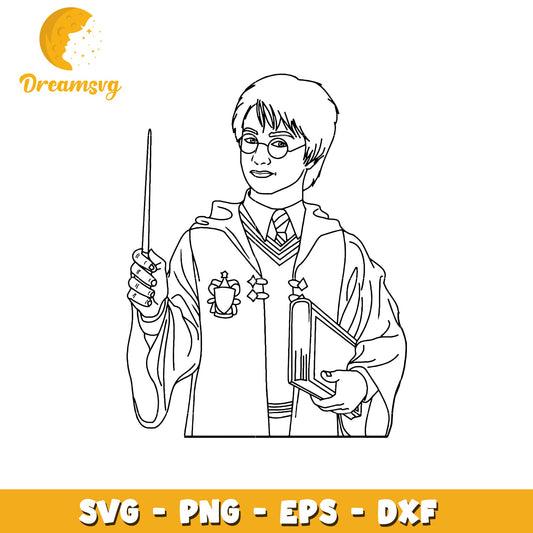 Harry Potter Character SVG Coloring Page for Kids Art
