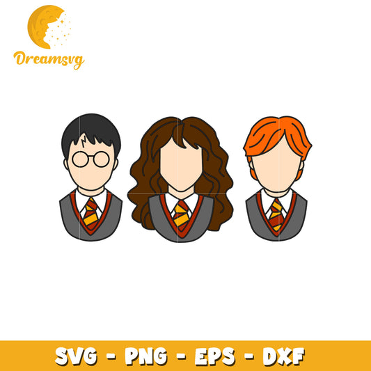 Harry Potter Trio PNG, SVG, EPS, DXF Files