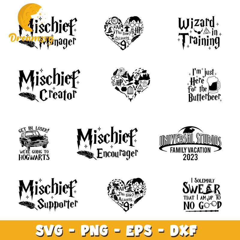 Mischief creater logo design bundle svg, harry potter movies svg