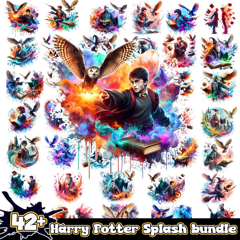 Harry Potter Splash and Watercolor png bundle