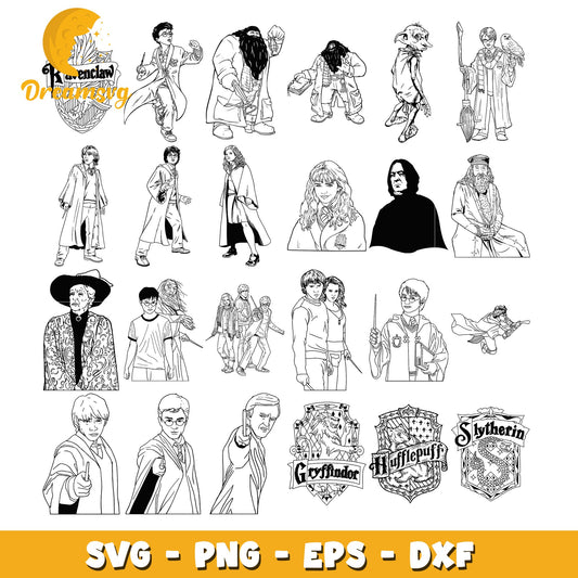 Harry potter characters art bundle svg, harry potter cast svg