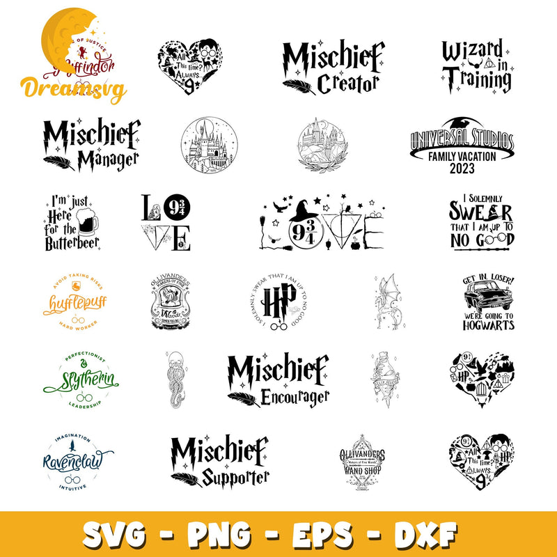 Mischief manager design bundle svg, harry potter logos svg