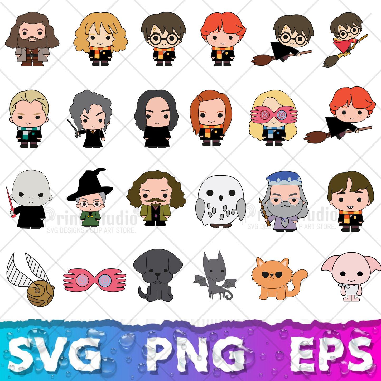 Harry Potter Clipart Bundle, Harry Potter SVG Cut Files for Cricut / Silhouette, Harry Potter Alphabet PNG Vector Files