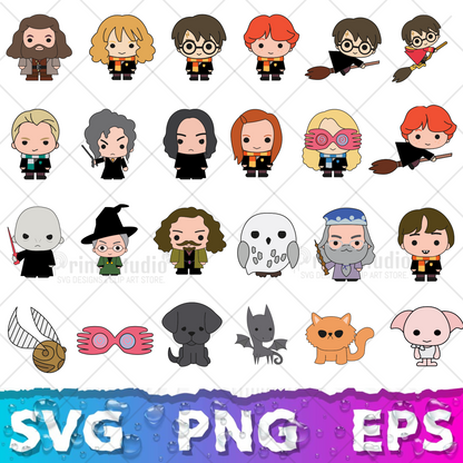 Harry Potter Clipart Bundle, Harry Potter SVG Cut Files for Cricut / Silhouette, Harry Potter Alphabet PNG Vector Files