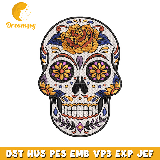 Head skull embroidery design