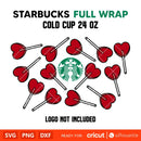 Heart Lollipop Ful Wrap Svg, Starbucks Svg, Coffee Ring Svg, Cold Cup Svg, Cricut, Silhouette Vector Cut File