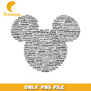 Heart-Shaped Word Art Featuring Disney Character Names PNG