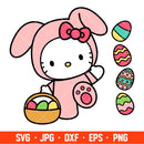 Easter Hello Kitty Svg, Hello Kitty Easter Eggs Svg For Cricut, Silhouette Vector Cut File