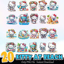 Kitty At Beach PNG Bundle Sublimation Instant Download