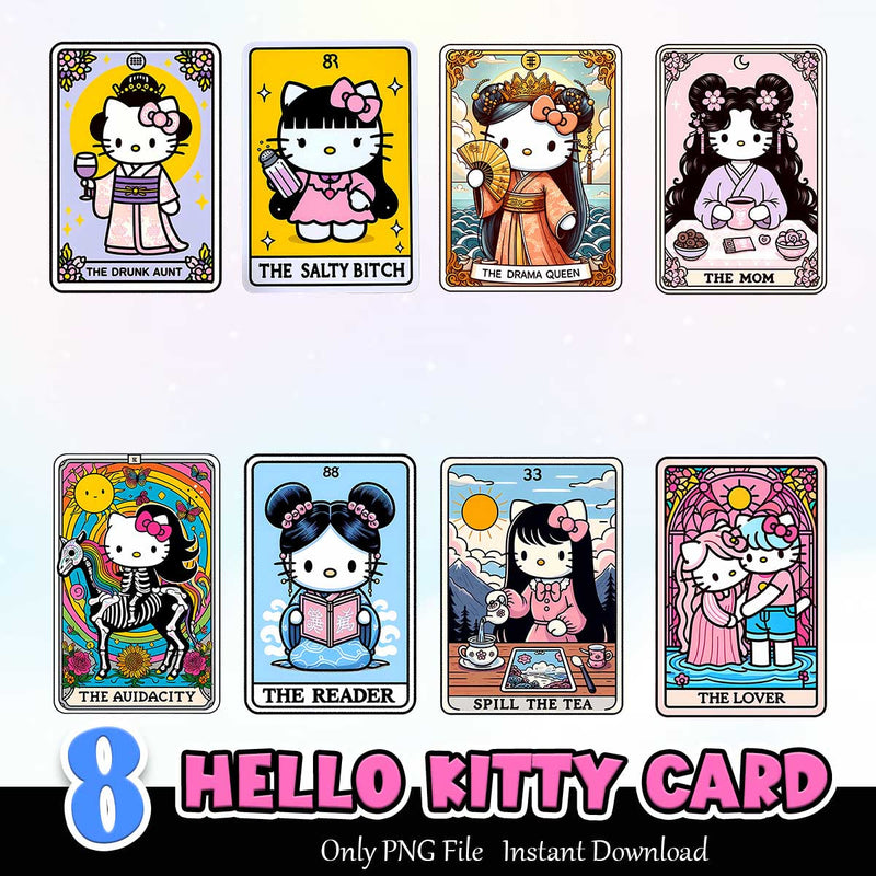 Hello Kitty Card PNG Bundle Sublimation Instant Download