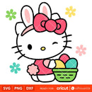 Hello Kitty Easter Svg, Hello Kitty Happy Easter Svg Cricut, Easter Bunny Svg, Silhouette Vector Cut File