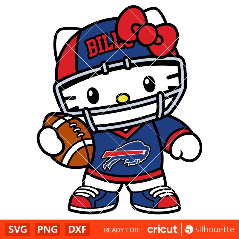 Hello Kitty Football Buffalo Bills Svg, NFL Svg, Sanrio Svg, Kawaii Svg, Cricut, Silhouette Vector Cut File