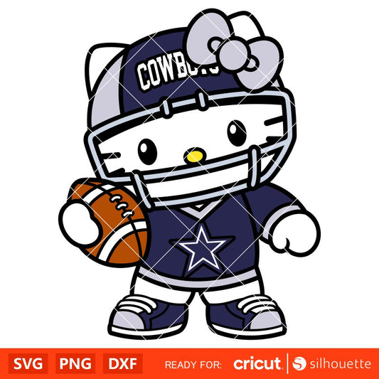 Hello Kitty Football Dallas Cowboys&nbsp;Svg, NFL Svg, Sanrio Svg, Kawaii Svg, Cricut, Silhouette Vector Cut File