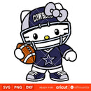 Hello Kitty Football Dallas Cowboys&nbsp;Svg, NFL Svg, Sanrio Svg, Kawaii Svg, Cricut, Silhouette Vector Cut File