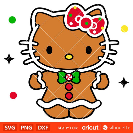Hello Kitty Gingerbread Svg, Christmas Svg, Sanrio Christmas Svg, Kawaii Svg, Cricut, Silhouette Vector Cut File