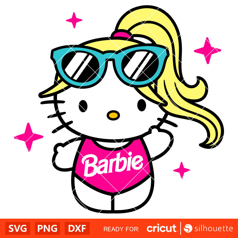 Hello Kitty Malibu Barbie Svg, Barbie Doll Svg, Girly Pink Svg, Retro Svg, Cricut, Silhouette Vector Cut File