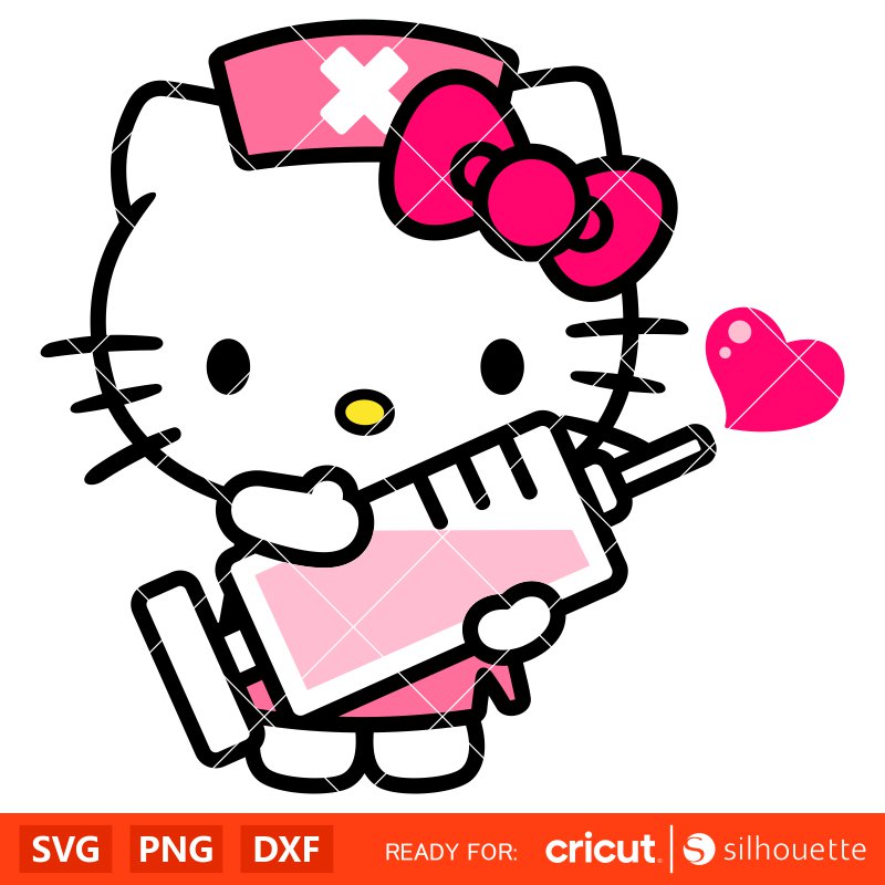 Hello Kitty Nurse Svg, Medical Svg, Sanrio Svg, Kawaii Svg, Cricut, Silhouette Vector Cut File