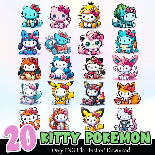 Kitty Pokemon PNG Bundle Sublimation Instant Download
