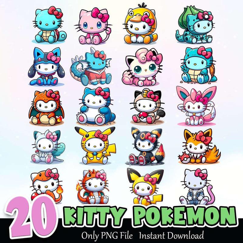 Kitty Pokemon PNG Bundle Sublimation Instant Download