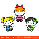 Hello Kitty Powerpuff Girls Svg Bundle, Hello Kitty Powerpuff Svg for Cricut, Silhouette Vector Cut File
