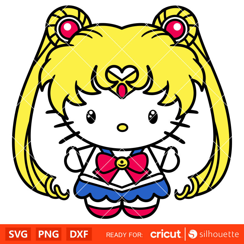 Hello Kitty Sailor Moon Svg, Sanrio Svg, Hello Kitty Svg, Kawaii Svg, Cricut, Silhouette Vector Cut File