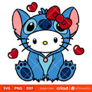Hello Kitty Stitch Svg, Valentine’s Day Svg, Sanrio Valentine Svg, Kawaii Svg, Cricut, Silhouette Vector Cut File