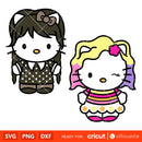 Hello Kitty Wednesday &amp; Enid Bundle Svg, Nevermore Academy Svg, Dancing Queen Svg, Jenna Ortega Svg, Cricut, Silhouette Vector Cut File