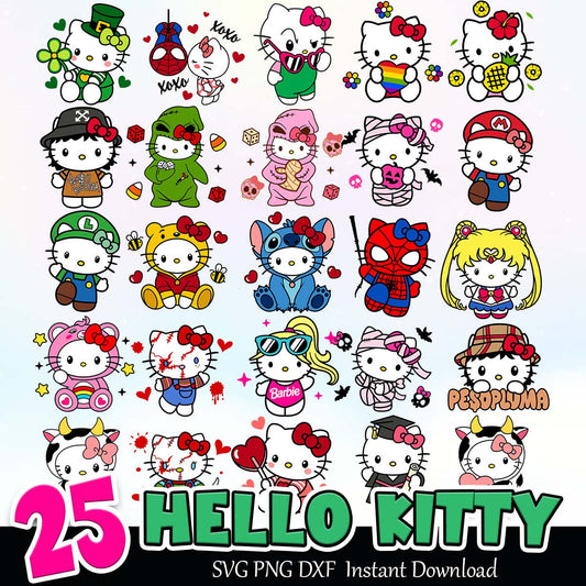 Hello Kitty Bundle SVG PNG DXF Instant Download