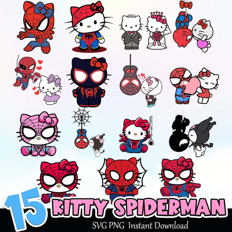 Hello Kitty Spiderman SVG PNG Instant Download