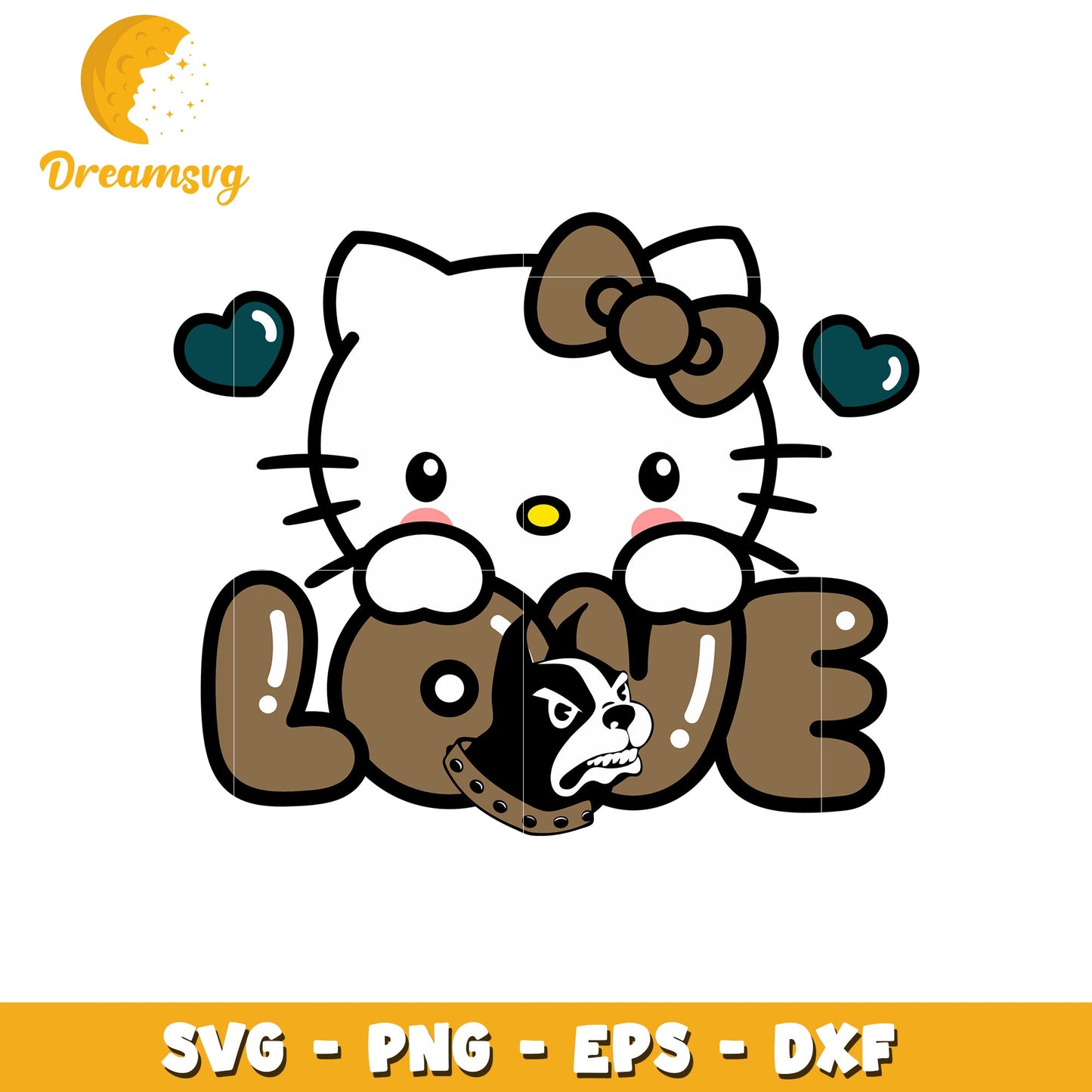 Hello Kitty Boston Terrier Love SVG