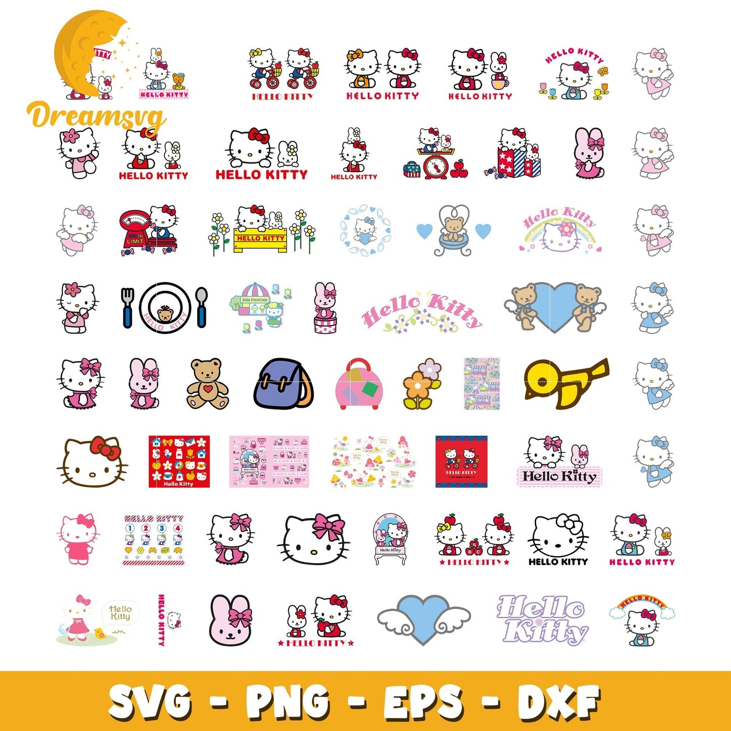 Hello kitty cartoon bundle svg, hello kitty cartoons svg